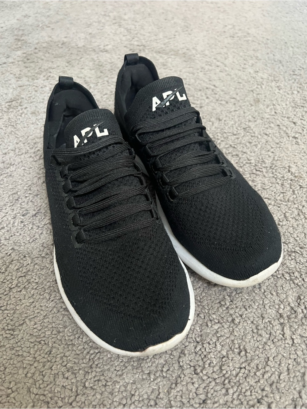 APL Black Knit Slip-On Sneakers with White Soles